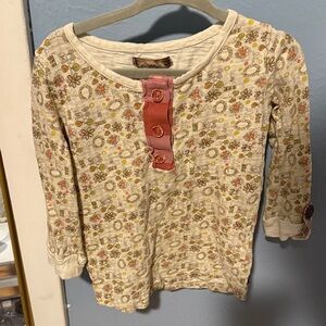 Floral Long Sleeve Top with Pink Accents